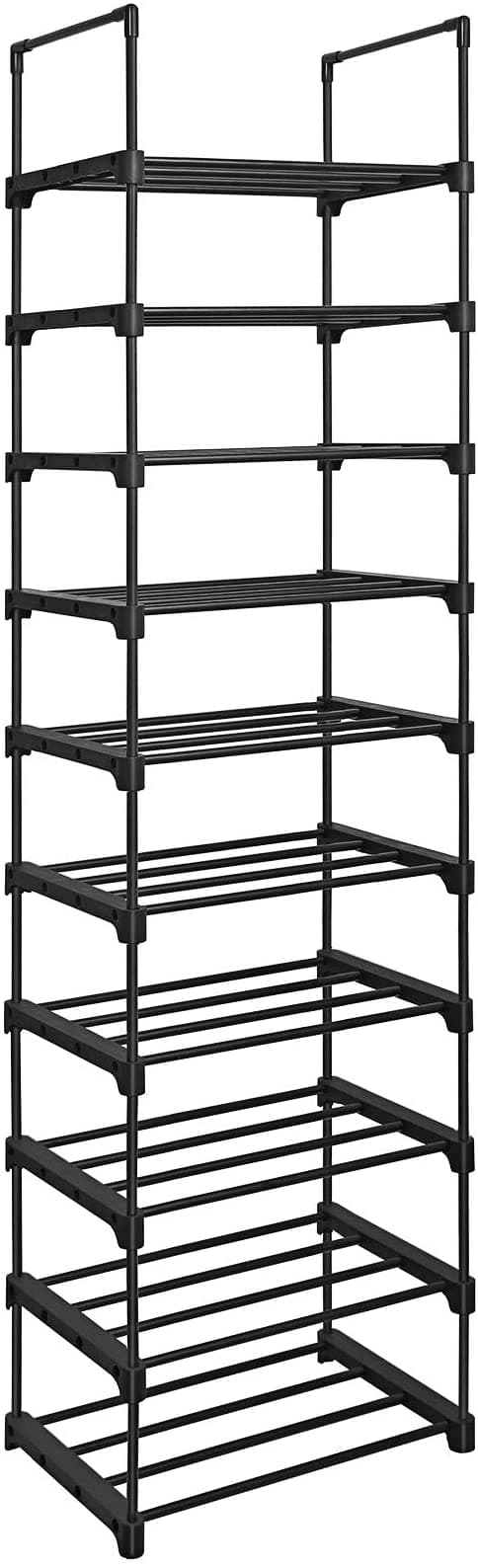 Skosställ med 10 hyllor - Standplank - Stor metall - skostång - 45 x 30 x 174 cm
