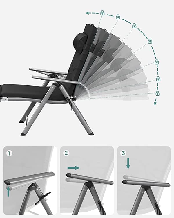 Lounger - Havestol - sammenfoldelig - Dekstoel - Rustfrit aluminium - Tilpasset op til 150 kg