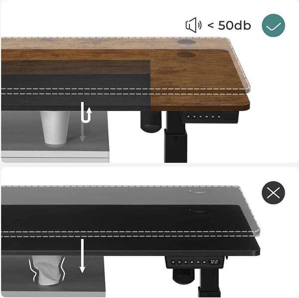 Sit Stand Desk - Electric - Tabell - Höjd och längd Justerbar - Med minnesposition - Work Agency - GameBureau - Vintage Brown