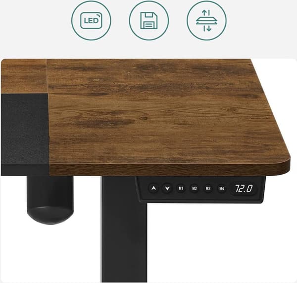 Sit Stand Desk - Electric - Tabell - Höjd och längd Justerbar - Med minnesposition - Work Agency - GameBureau - Vintage Brown