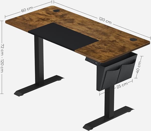 Sit Stand Desk - Electric - Tabell - Höjd och längd Justerbar - Med minnesposition - Work Agency - GameBureau - Vintage Brown
