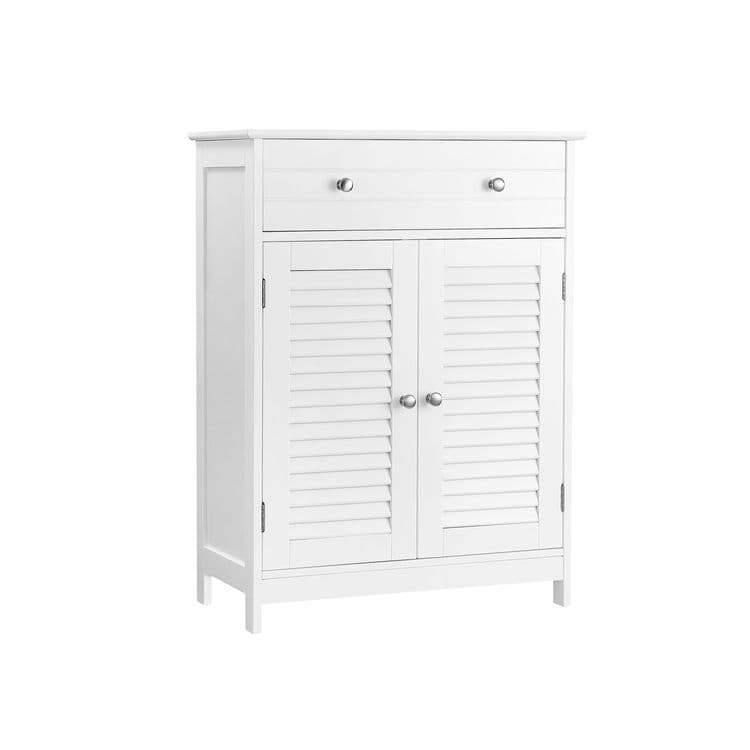 Badrumsskåp - förvaringsskåp - med 2 Louvre Doors Drawer - 60x30x80cm
