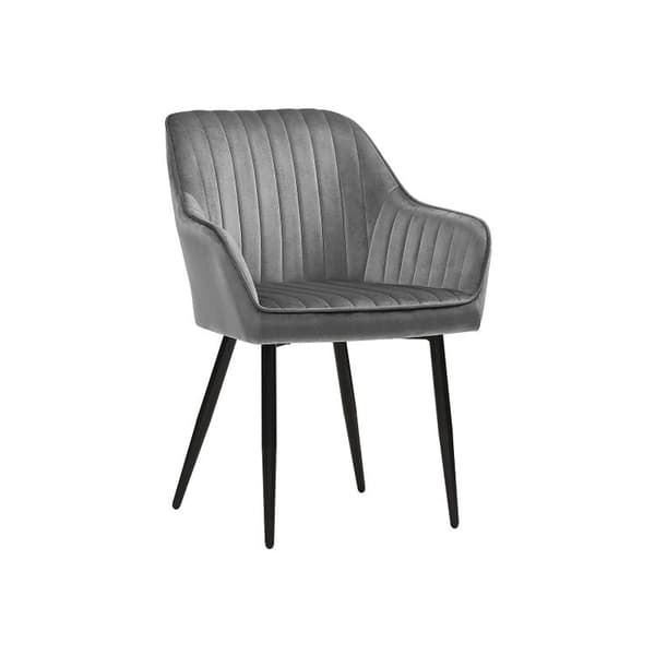 Eetkamerstoel - Fauteuil - Gestoffeerde stoel - met armleuningen - Metalen poten - Fluwelen hoes