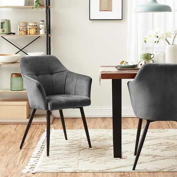 Eetkamerstoel - Keuken Stoel - Gestoffeerde Stoel - Metalen Benen - Hoge Rug - Fluwelen Cover