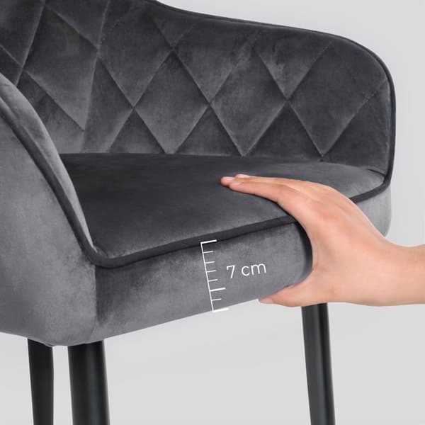 Eetkamerstoel - Fauteuil - gestoffeerde stoel - met armleuningen - zitbreedte 49 cm - metalen poten - fluwelen hoes