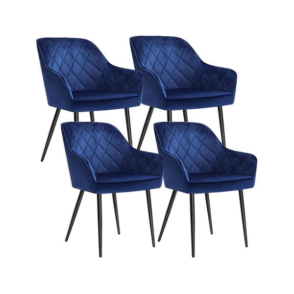 Eetkamerstoel - Fauteuil - gestoffeerde stoel - met armleuningen - zitbreedte 49 cm - metalen poten - fluwelen hoes