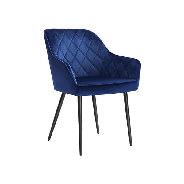 Eetkamerstoel - Fauteuil - gestoffeerde stoel - met armleuningen - zitbreedte 49 cm - metalen poten - fluwelen hoes