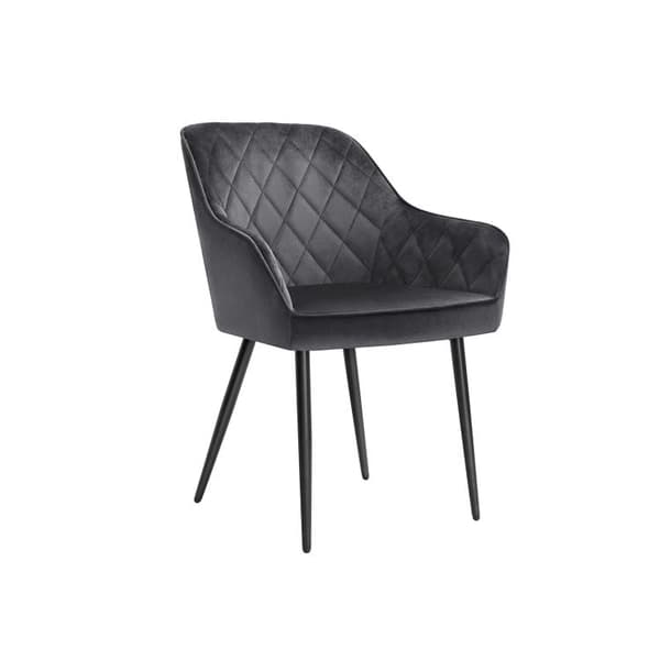 Eetkamerstoel - Fauteuil - gestoffeerde stoel - met armleuningen - zitbreedte 49 cm - metalen poten - fluwelen hoes
