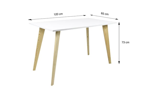 Datorbord, massiva furuben, skrivbordsbord, skrivbord i minimalistisk stil för kontor, vardagsrum, sovrum - vit - 120×65×75cm