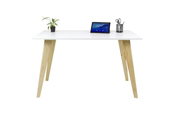 Datorbord, massiva furuben, skrivbordsbord, skrivbord i minimalistisk stil för kontor, vardagsrum, sovrum - vit - 120×65×75cm