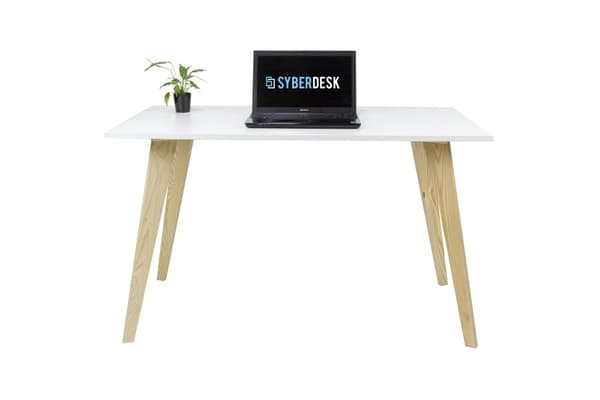 Datorbord, massiva furuben, skrivbordsbord, skrivbord i minimalistisk stil för kontor, vardagsrum, sovrum - vit - 120×65×75cm