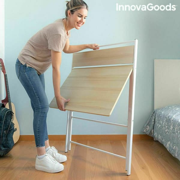 BEGAGNAD Hopfällbart skrivbord med hylla InnovaGoods Tablezy Trä (Renoverade B)
