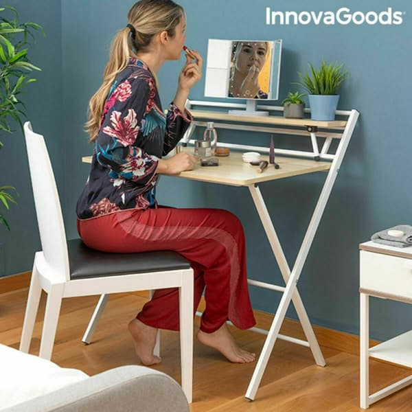 BEGAGNAD Hopfällbart skrivbord med hylla InnovaGoods Tablezy Trä (Renoverade B)