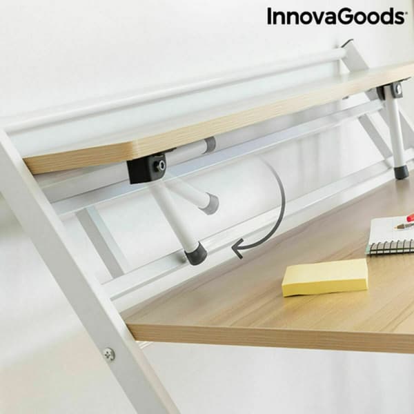 BEGAGNAD Hopfällbart skrivbord med hylla InnovaGoods Tablezy Trä (Renoverade B)