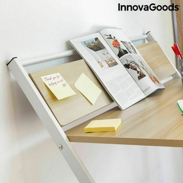 BEGAGNAD Hopfällbart skrivbord med hylla InnovaGoods Tablezy Trä (Renoverade B)