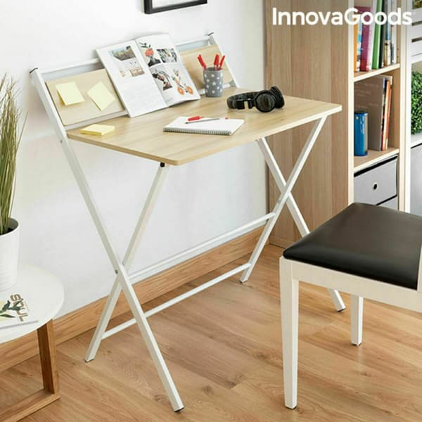 BEGAGNAD Hopfällbart skrivbord med hylla InnovaGoods Tablezy Trä (Renoverade B)