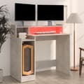Miniatyrbilde 4 av 11: vidaXL Skrivebord med LED-lys betonggrå 97x45x90 cm konstruert tre