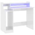 Miniatyrbild 2 av 11: vidaXL Skrivbord med LED högglans vit 97x45x90 cm konstruerat trä