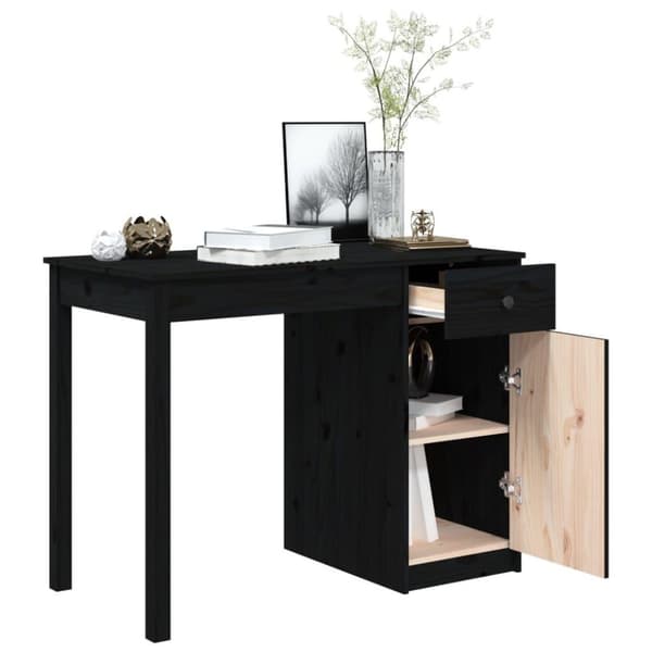 vidaXL Skrivebord svart 100x50x75 cm heltre furu