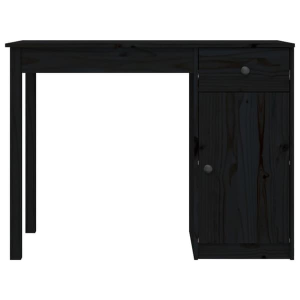 vidaXL Skrivebord svart 100x50x75 cm heltre furu