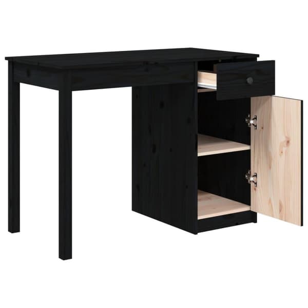 vidaXL Skrivebord svart 100x50x75 cm heltre furu