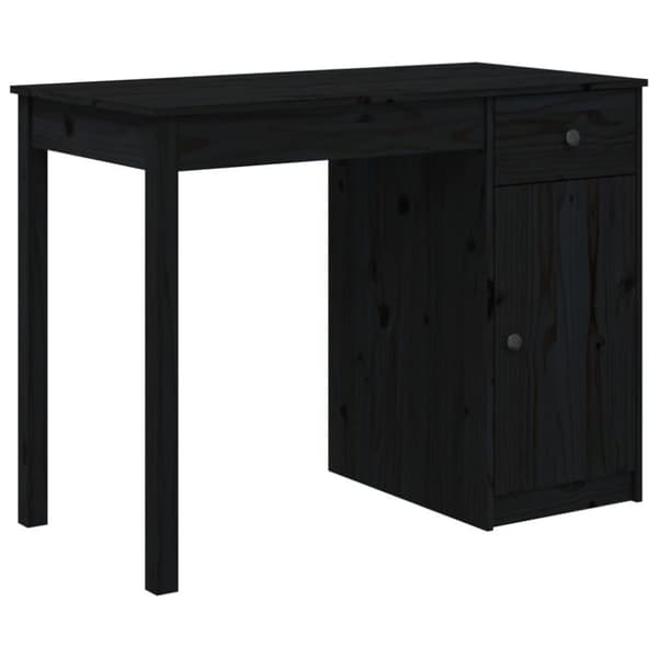 vidaXL Skrivebord svart 100x50x75 cm heltre furu