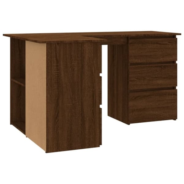 vidaXL Hjørnepult brun eik 145x100x76 cm konstruert tre