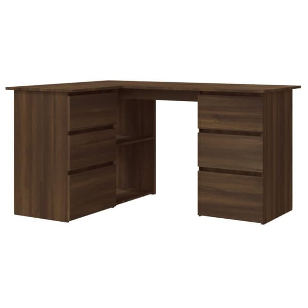 vidaXL Hjørnepult brun eik 145x100x76 cm konstruert tre
