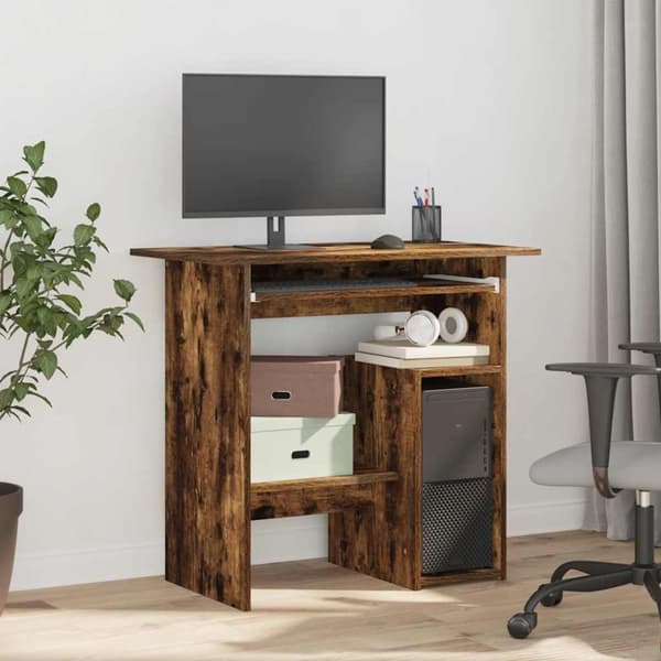 vidaXL Skrivbord rökfärgad ek 80x45x74 cm konstruerat trä