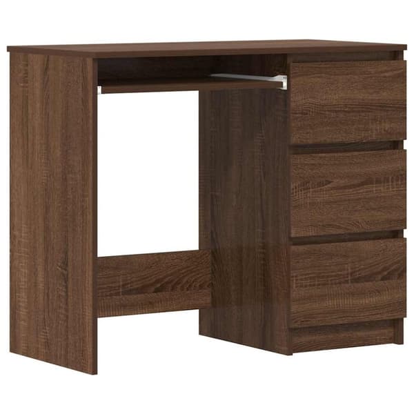 vidaXL Skrivbord brun ek 90x45x76 cm konstruerat trä