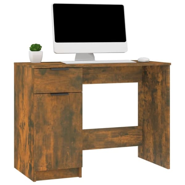 vidaXL Skrivebord røkt eik 100x50x75 cm konstruert tre