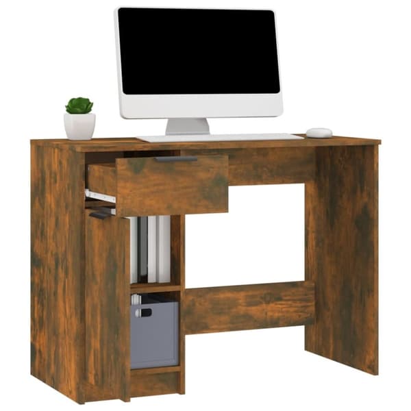 vidaXL Skrivebord røkt eik 100x50x75 cm konstruert tre