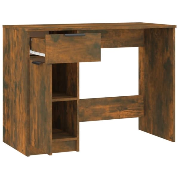 vidaXL Skrivebord røkt eik 100x50x75 cm konstruert tre
