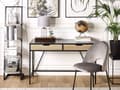 Miniatyrbilde 2 av 11: Hjem Skrivebord Svart Treplate Metallunderstell 2 skuffer Lyst tre 120 x 60 cm Minimalistisk Design