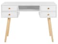 Miniatyrbilde 4 av 7: Hjemmekontor Skrivebord Hvit 4 Oppbevaringsskuffer Lette Ben Massivt Tre 110 x 55 cm Skandinavisk