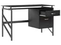Miniatyrbilde 5 av 10: Skrivebord til hjemmekontoret Svart metallramme Topplate i herdet glass 117 x 57 cm Oppbevaringsskuffer Moderne industriell design
