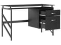Miniatyrbilde 6 av 10: Skrivebord til hjemmekontoret Svart metallramme Topplate i herdet glass 117 x 57 cm Oppbevaringsskuffer Moderne industriell design