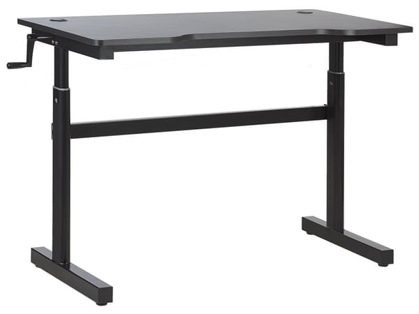 Justerbart Gamingbord Svart MDF Metallben 120 x 60 cm med RGB-lys Moderne Kontormøbler