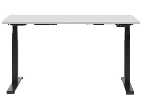 Elektrisk Justerbar Skrivebord Grå 130 x 72 cm Bordplate Pulverlakkert Svart Stålramme Moderne