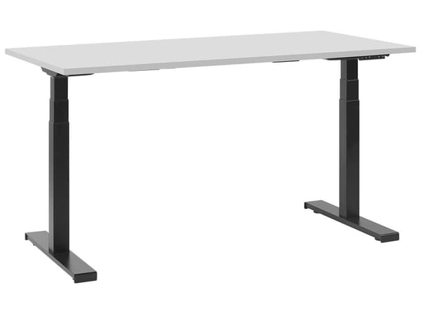 Elektrisk Justerbar Skrivebord Grå 130 x 72 cm Bordplate Pulverlakkert Svart Stålramme Moderne
