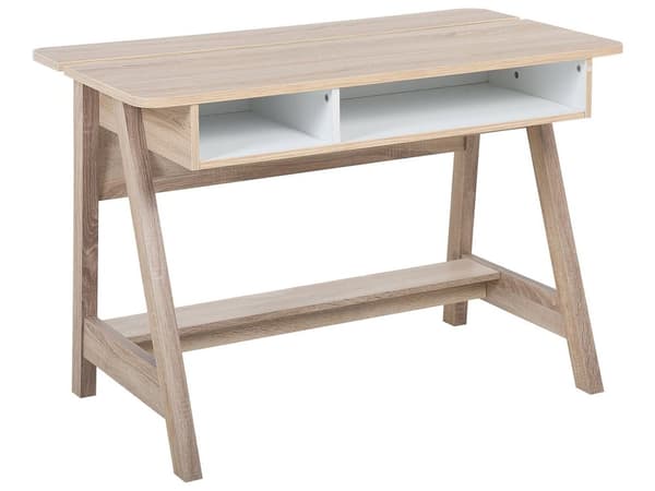 Skrivebord Lyst Tre 110 x 60 cm 2 Hyller Fotstøtte Skandinavisk