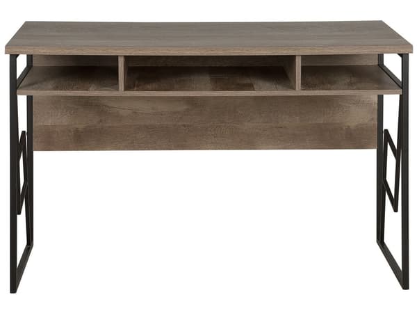 Hjemmekontor Skrivebord Dark Wood Topp Svart Metallramme 120 x 60 cm Oppbevaringshylle Moderne industri design