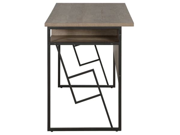 Hjemmekontor Skrivebord Dark Wood Topp Svart Metallramme 120 x 60 cm Oppbevaringshylle Moderne industri design