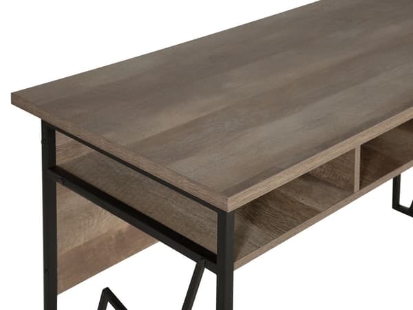 Hjemmekontor Skrivebord Dark Wood Topp Svart Metallramme 120 x 60 cm Oppbevaringshylle Moderne industri design