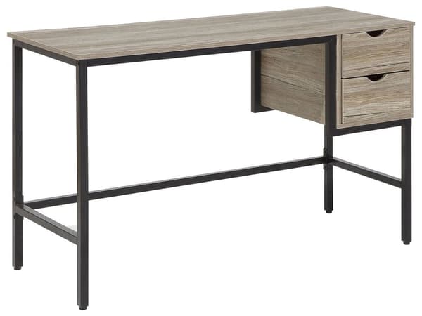 Skrivebord i Mørkt Tre og Svart 120 x 48 cm 2 Skuffer Industriell Stil