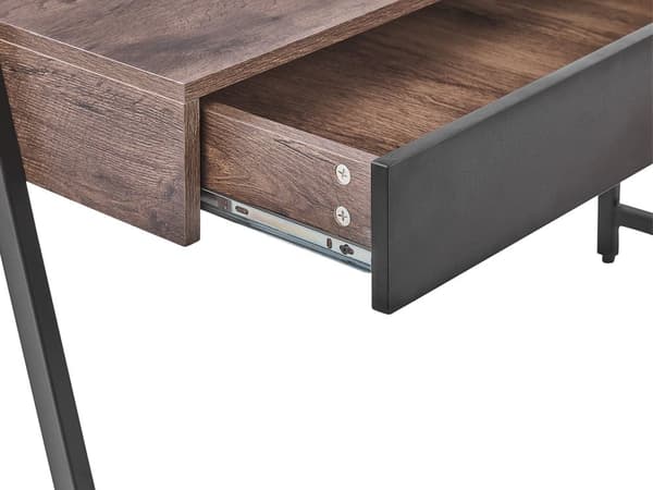 Skrivebord Mørkt tre 120 x 50 cm Svart metallramme 2 skuffer Moderne design Oppbevaring Hjemmekontor Kontor