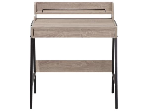 Skrivebord Lyst tre Svart 77 x 46 cm 1 Hylle 2 skuffer Kontor Stue Skandinavisk stil