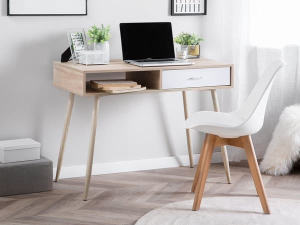 Kontorbord Lyst Tre Hvit 100 x 48 cm Skuffehylle Skandinavisk