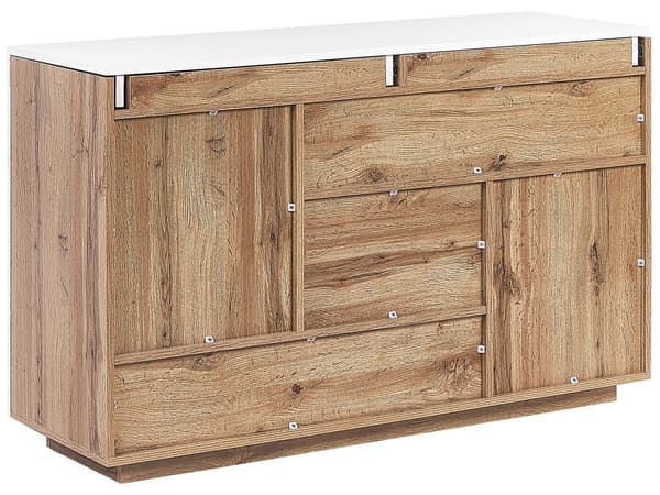Skjenk skrivebord hvit lyst tre MDF 2 i 1 med hyller og skuffer skap oppbevaring