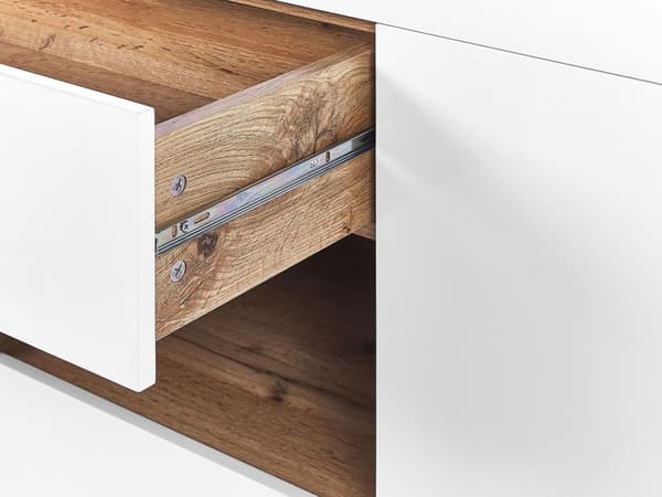 Skjenk skrivebord hvit lyst tre MDF 2 i 1 med hyller og skuffer skap oppbevaring